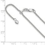 14K White Gold Adjustable 1.6mm Semi-solid Spiga Chain
