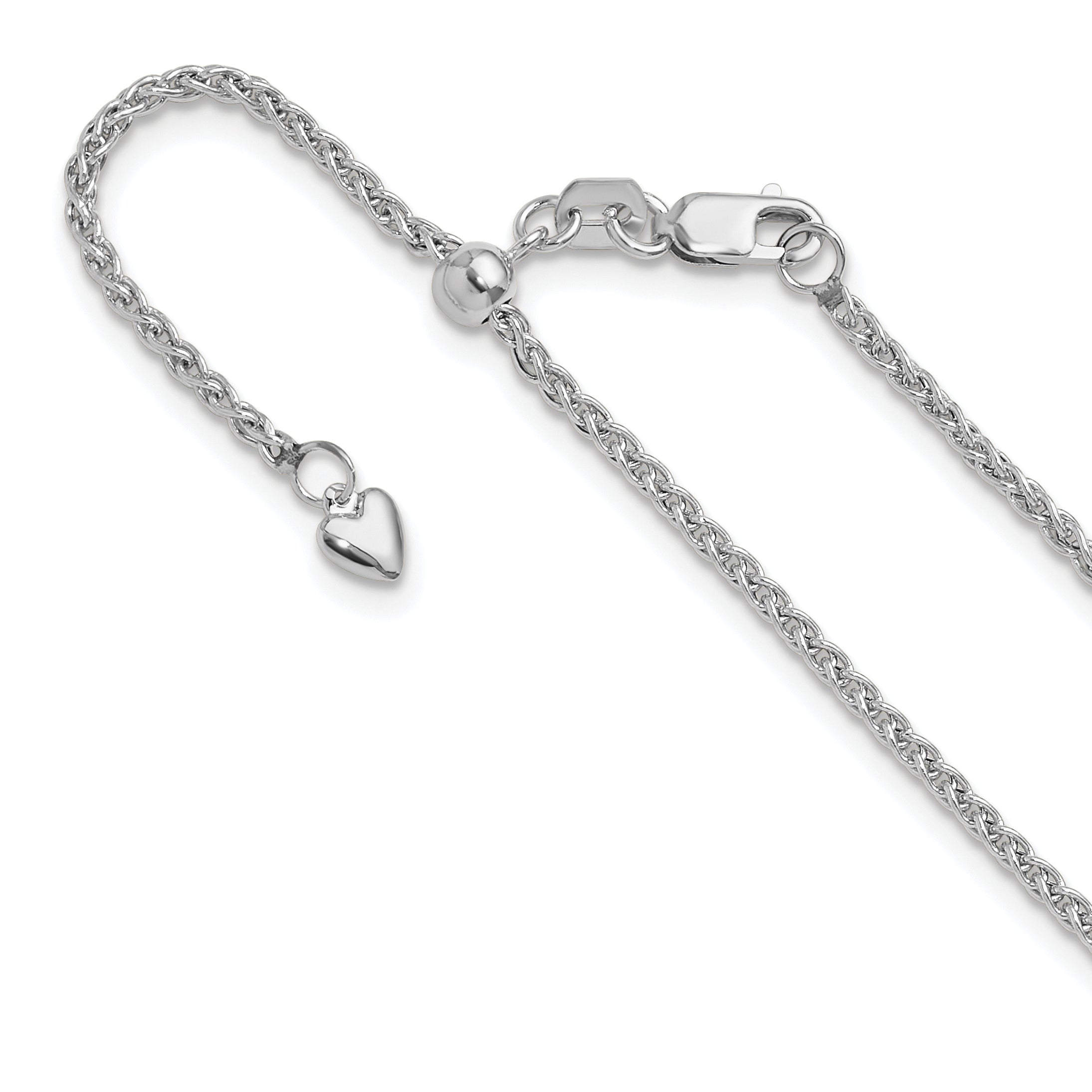 14K White Gold Adjustable 1.6mm Semi-solid Spiga Chain Main image