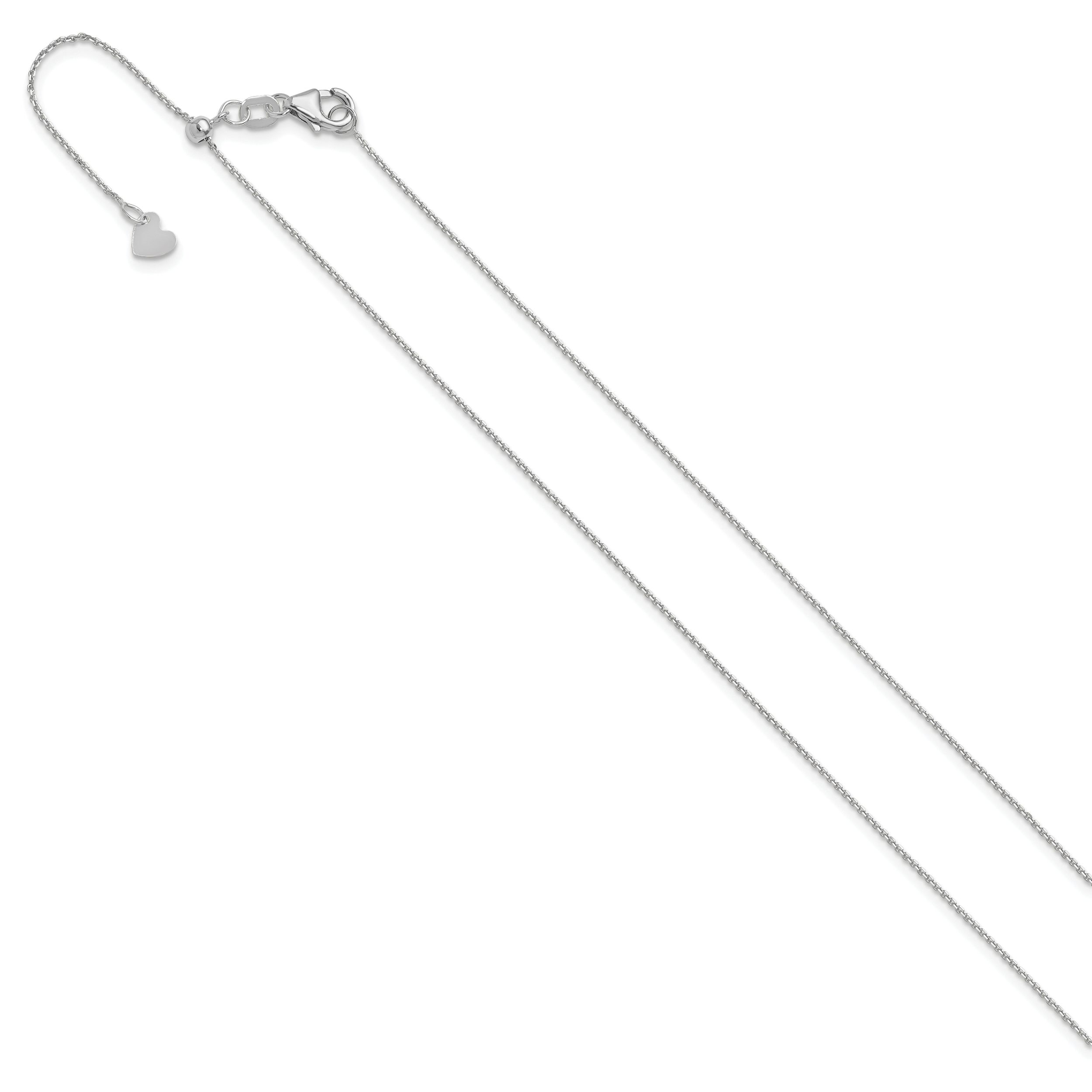 14K White Gold Adjustable  1mm D/C Cable Chain Secondary image