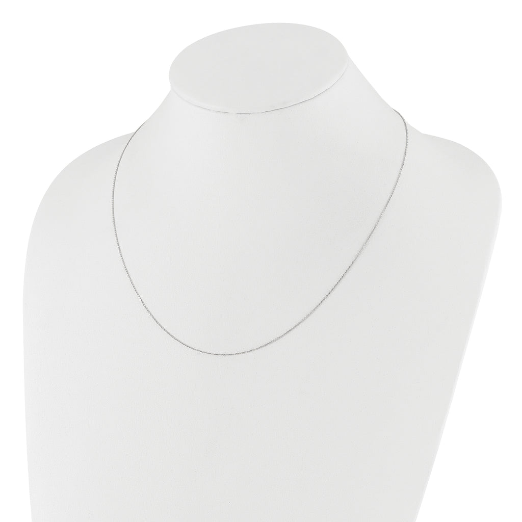 14K White Gold Adjustable  1mm D/C Cable Chain