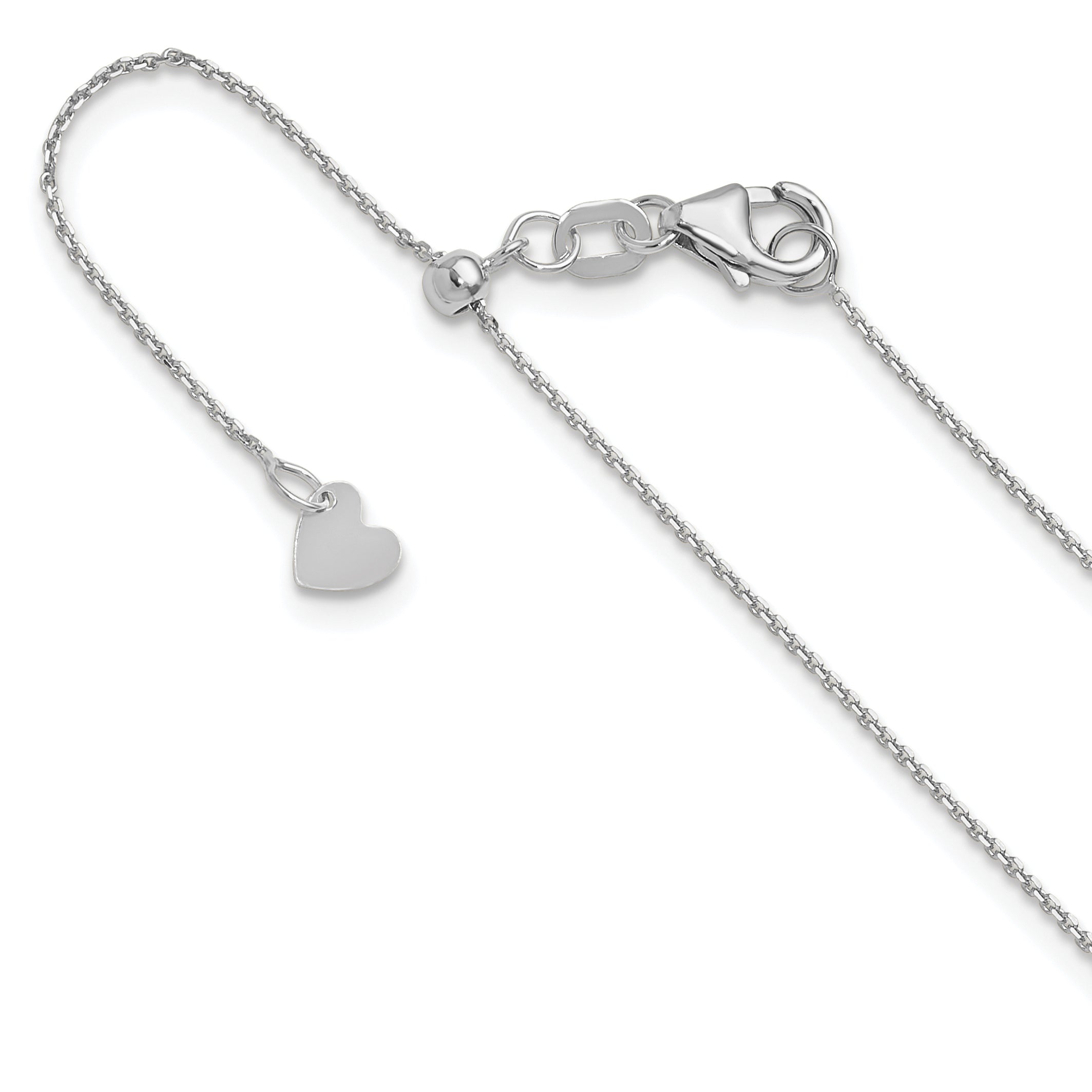 14K White Gold Adjustable  1mm D/C Cable Chain Main image