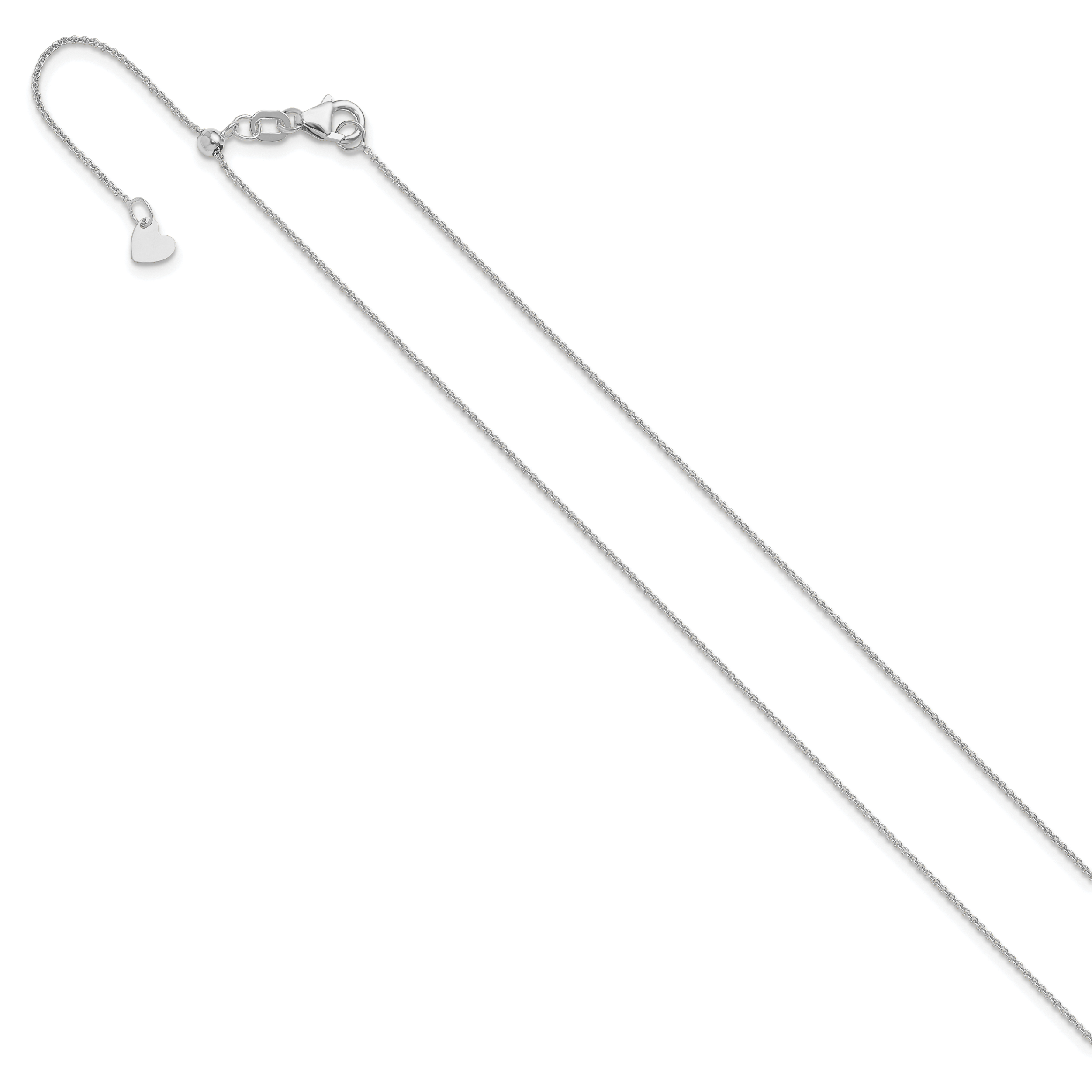 14K White Gold Adjustable .7mm Round Cable Chain Secondary image