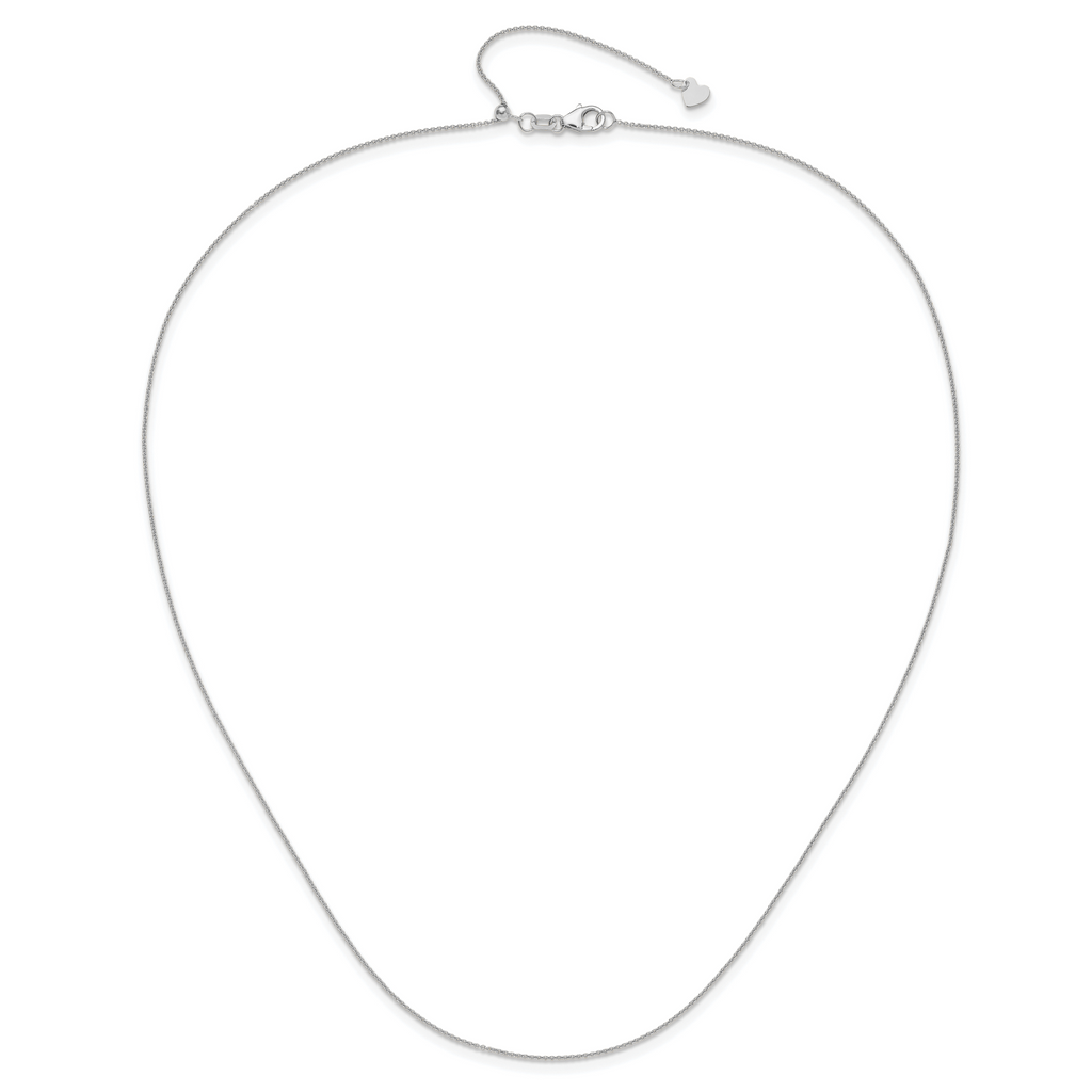 14K White Gold Adjustable .7mm Round Cable Chain