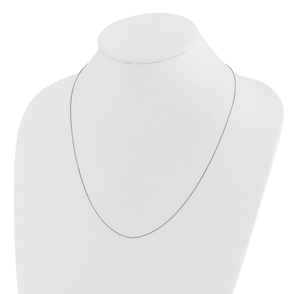 14K White Gold Adjustable .55mm Baby Box Chain