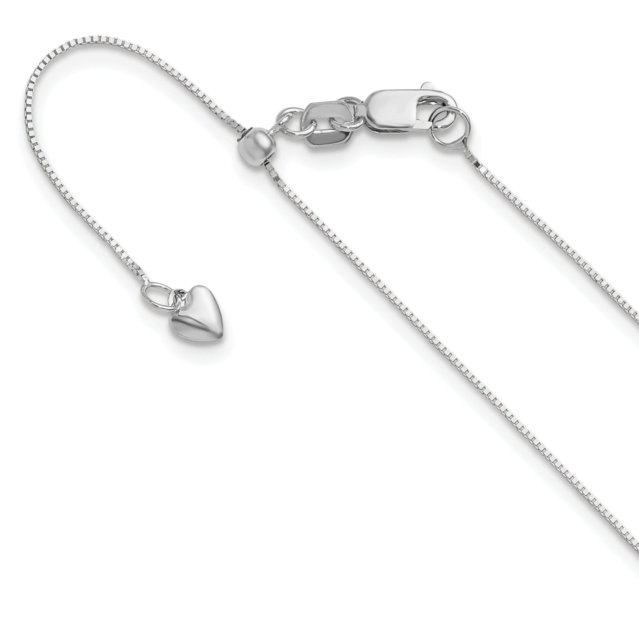 14K White Gold Adjustable .55mm Baby Box Chain Main image