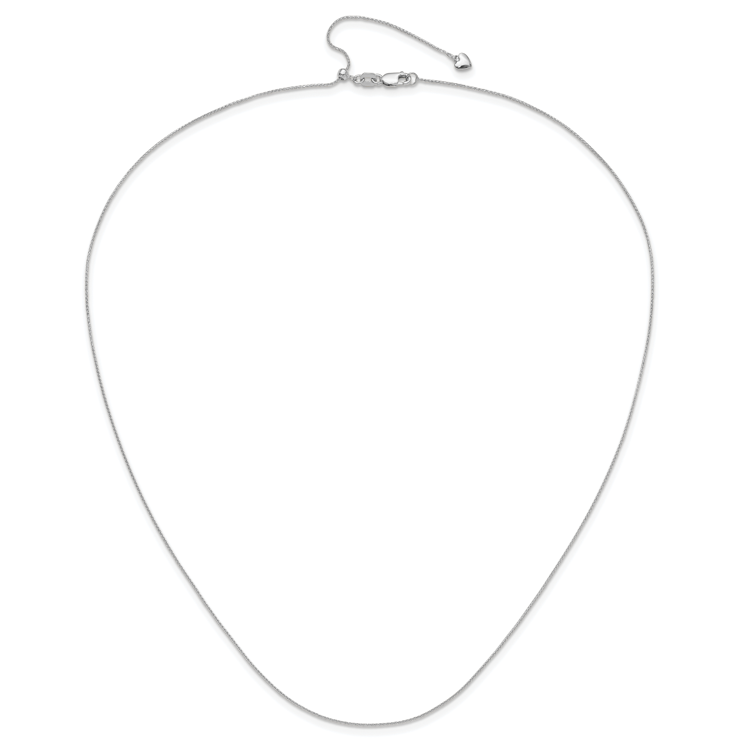 14K White Gold Adjustable .8mm D/C Wheat Chain