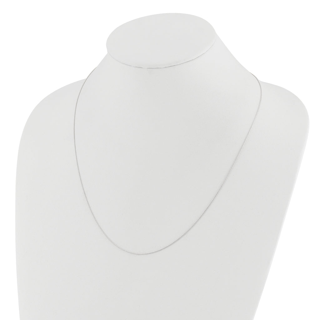 14K White Gold Adjustable .8mm D/C Wheat Chain