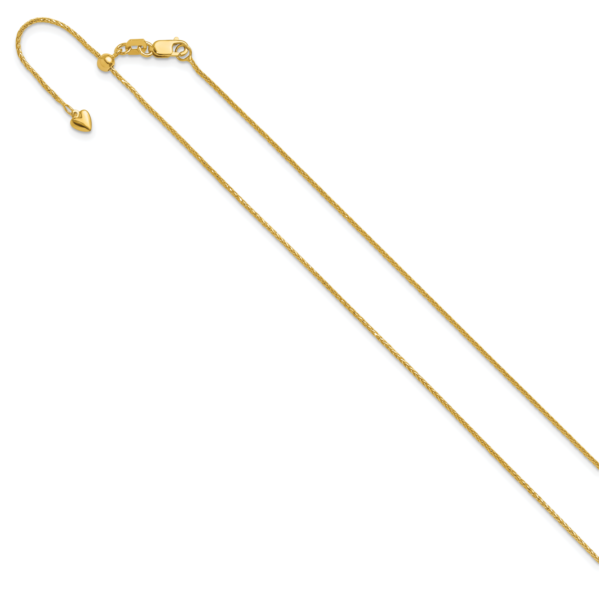 Adjustable Diamond-Cut Wheat Chain in 14K Yellow Gold Secondary image