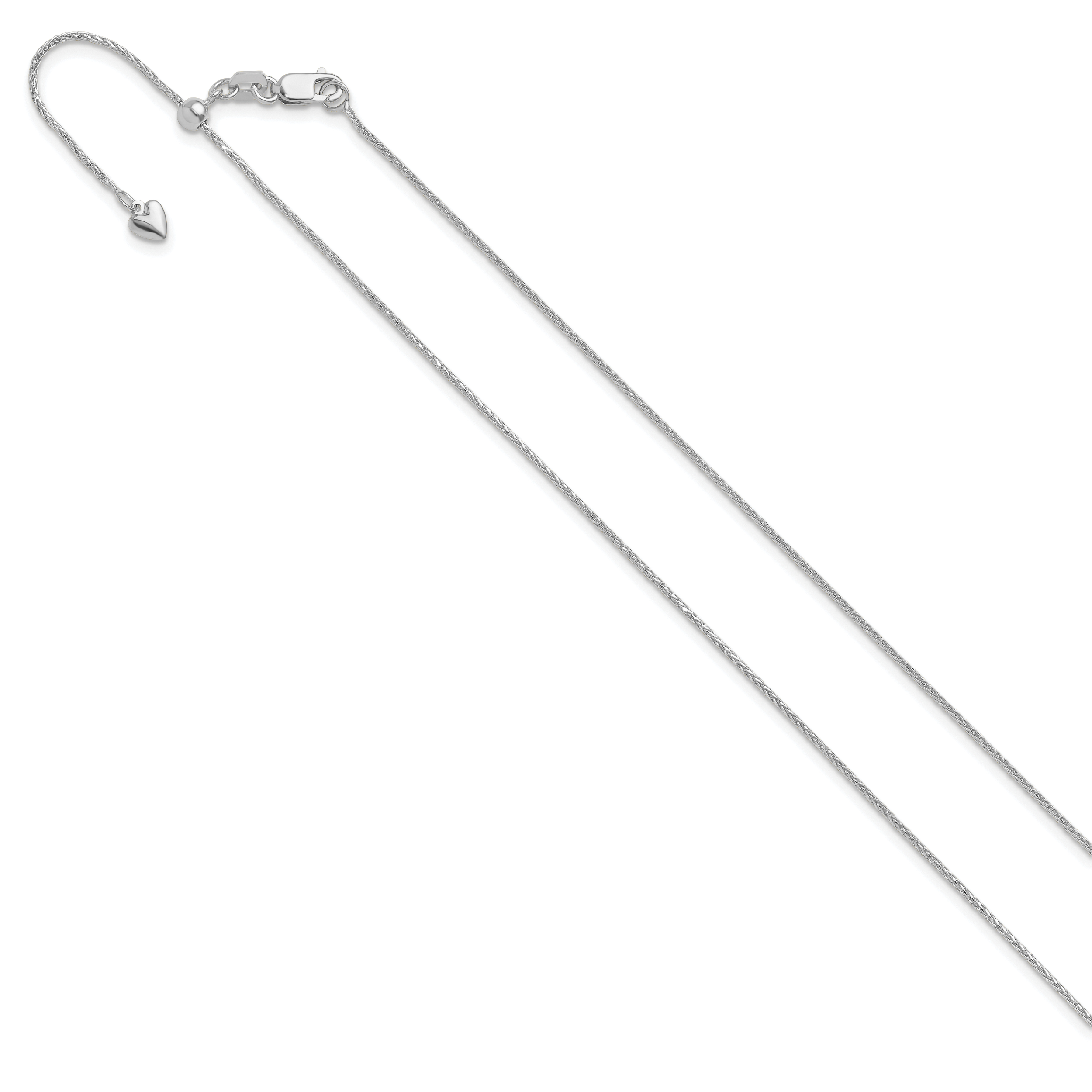 Adjustable Diamond-Cut Wheat Chain in 14K White Gold Secondary image
