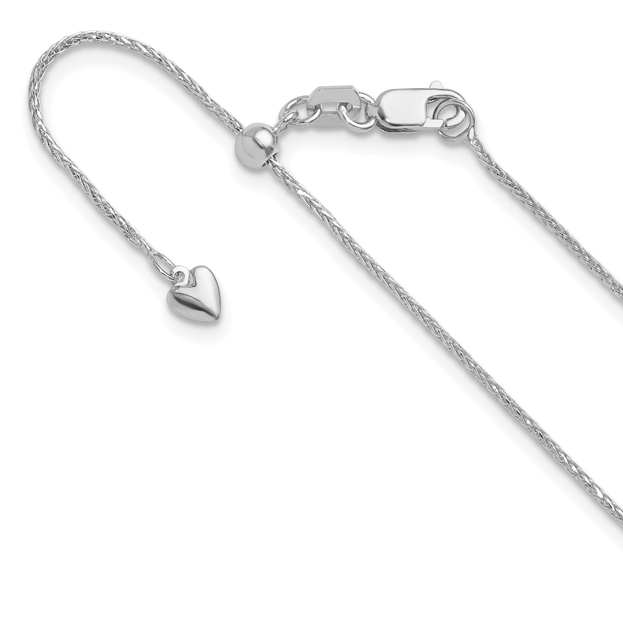 14K White Gold Adjustable .95mm D/C Wheat Chain Main image