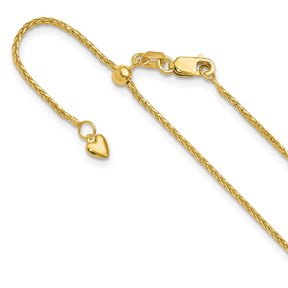 Diamond-Cut Spiga Wheat Chain Necklace in 14K Yellow Gold, Adjustable, 22–26 Inch - Sophia Jewelers Main image