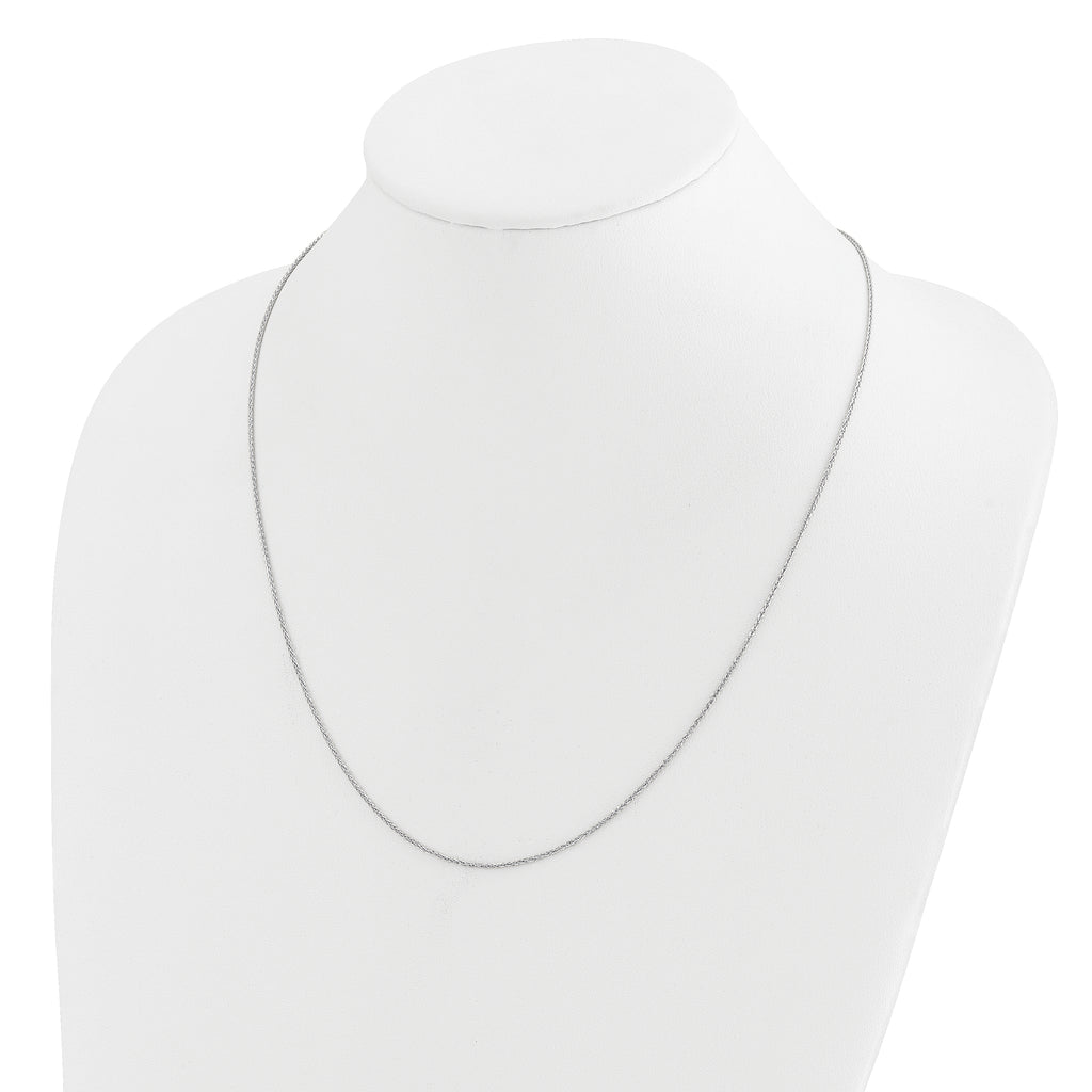 14K White Gold Adjustable 1.2mm D/C Wheat Chain