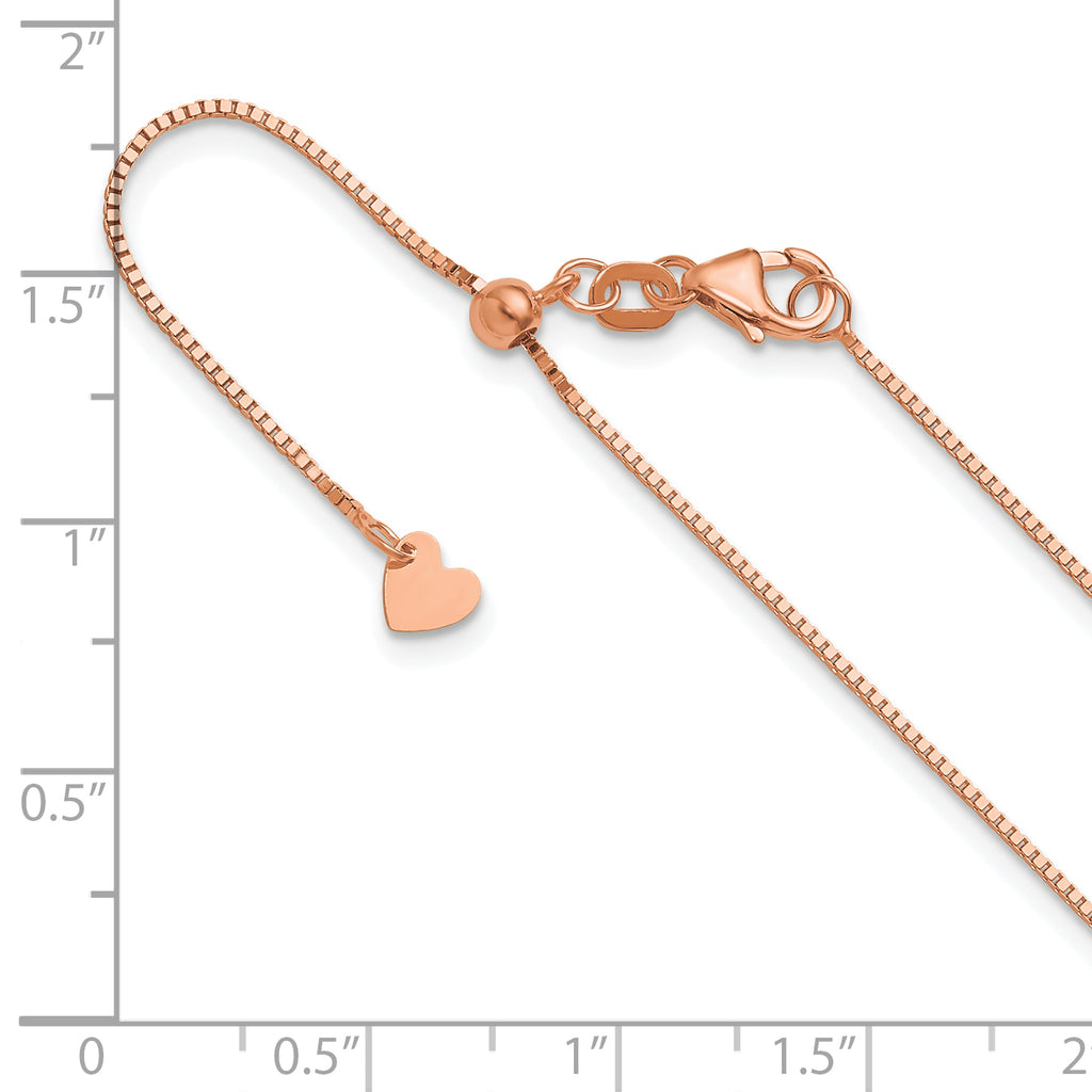 14 Karat Rose Gold Adjustable .8mm Box Chain - View 6
