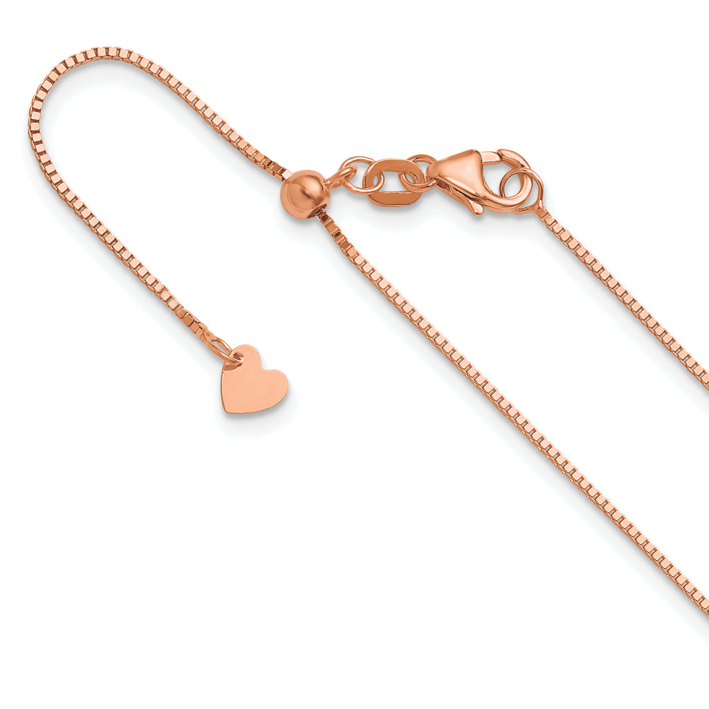14 Karat Rose Gold Adjustable .8mm Box Chain | Sophia Jewelers