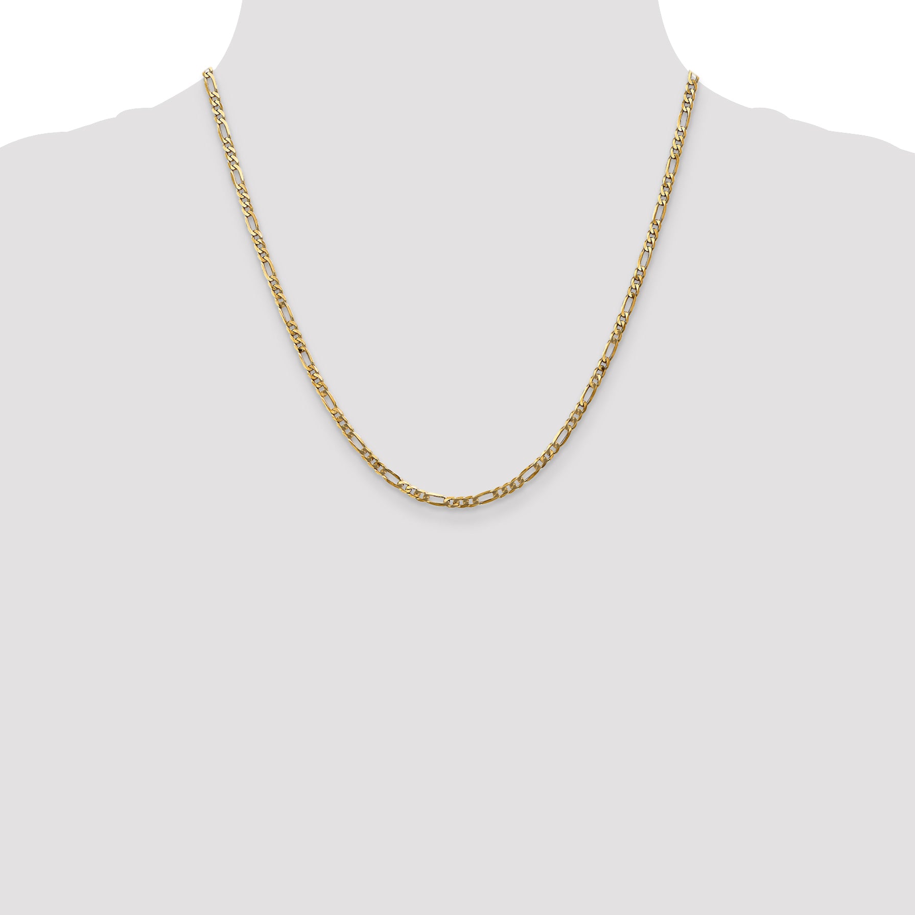 14K 3mm Flat Figaro Chain