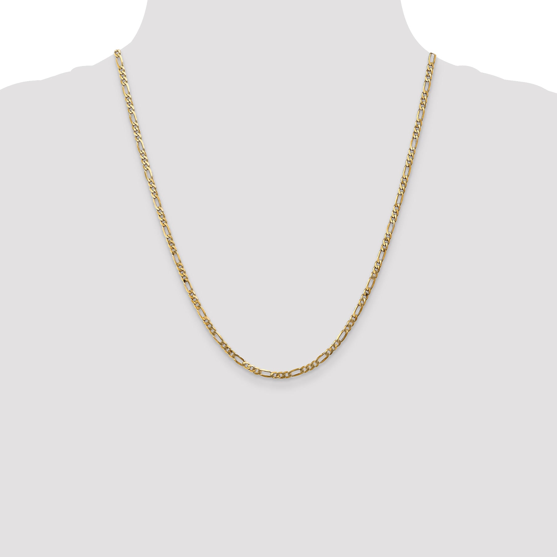14K 3mm Flat Figaro Chain