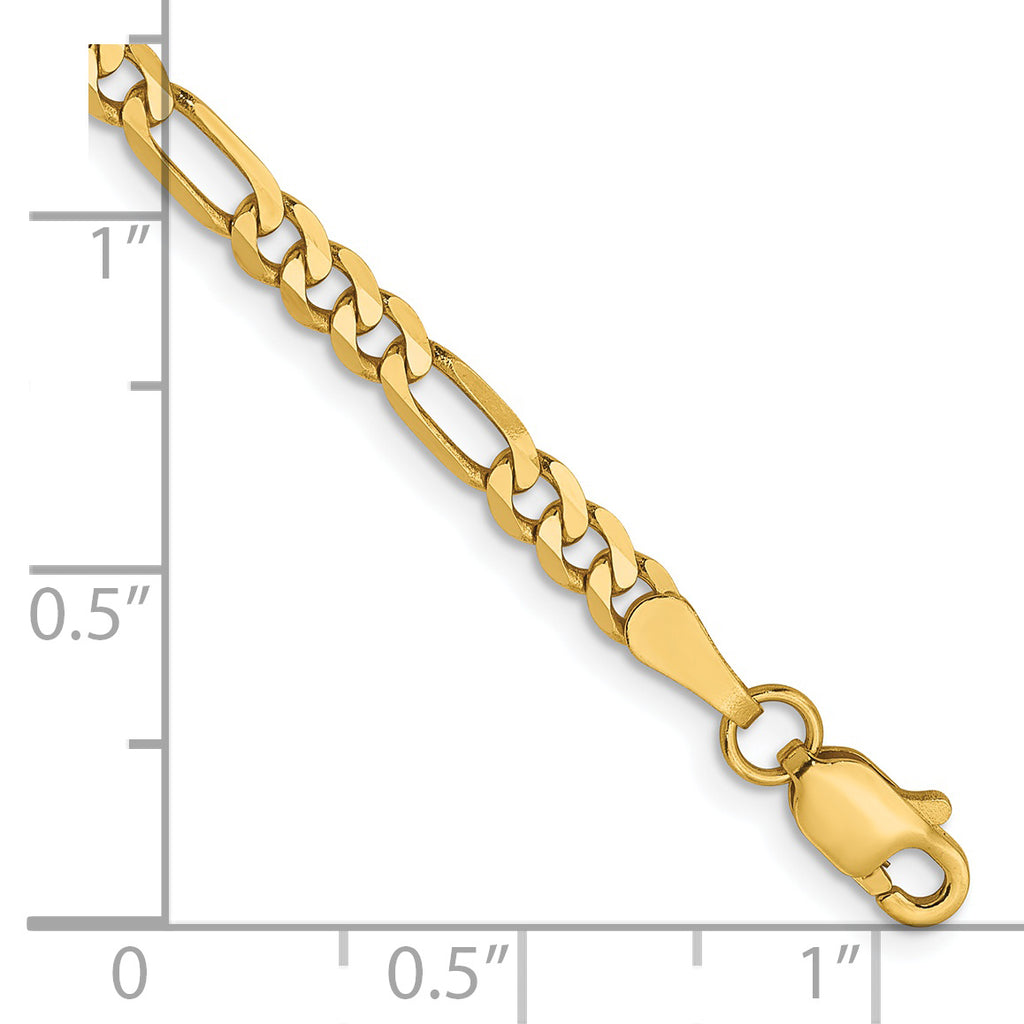 14K 3mm Flat Figaro Chain