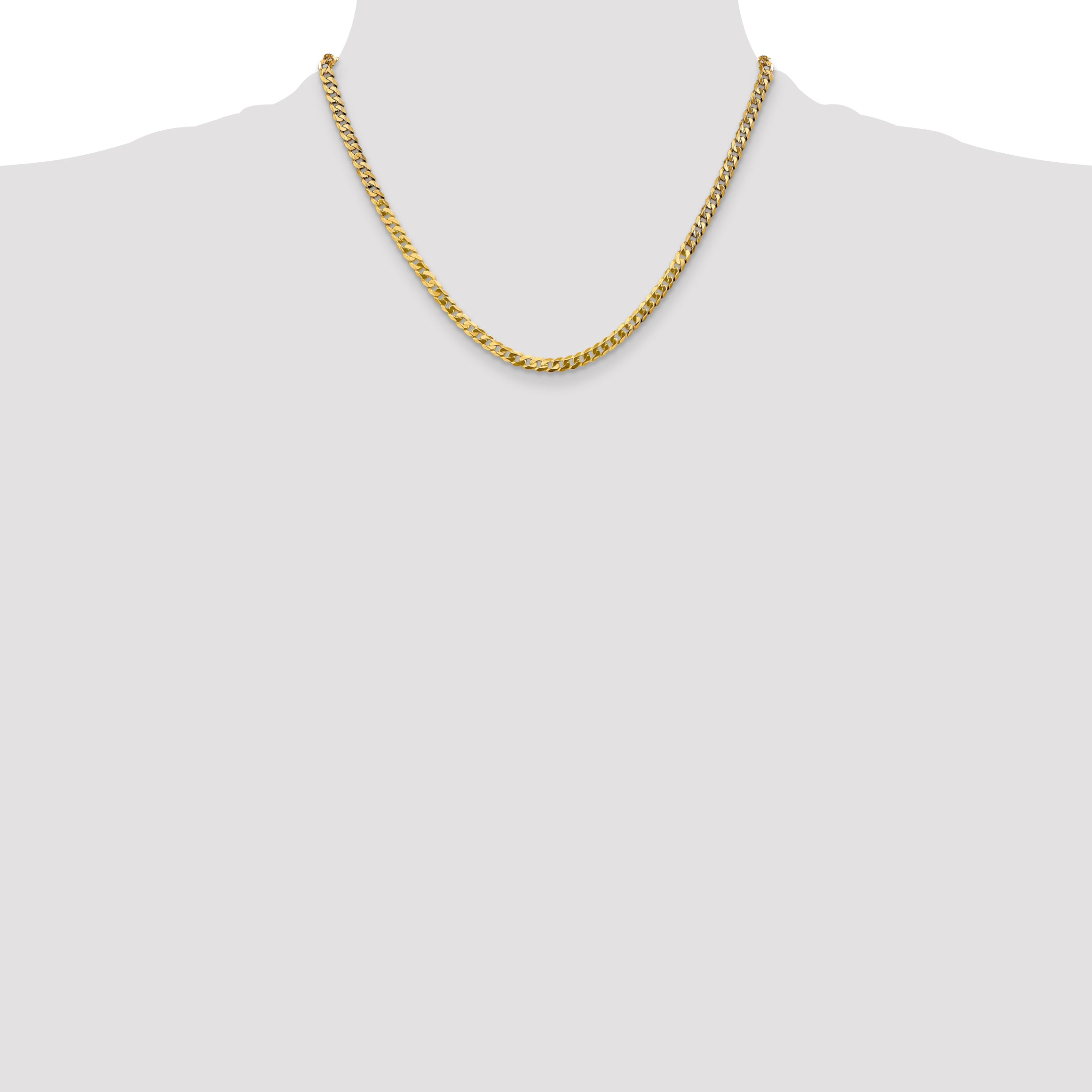 14K 4.5mm Flat Beveled Curb Chain