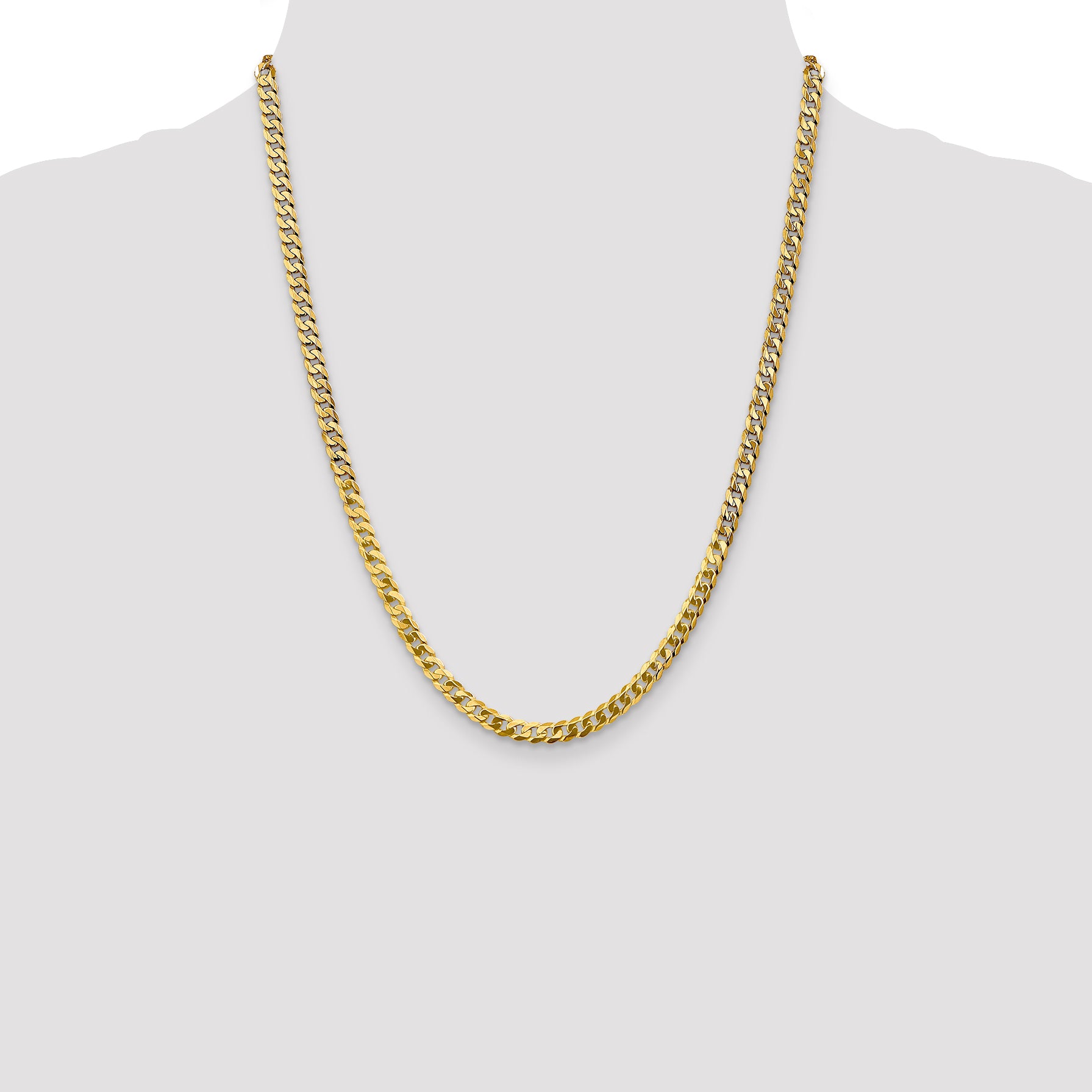 14K 4.5mm Flat Beveled Curb Chain