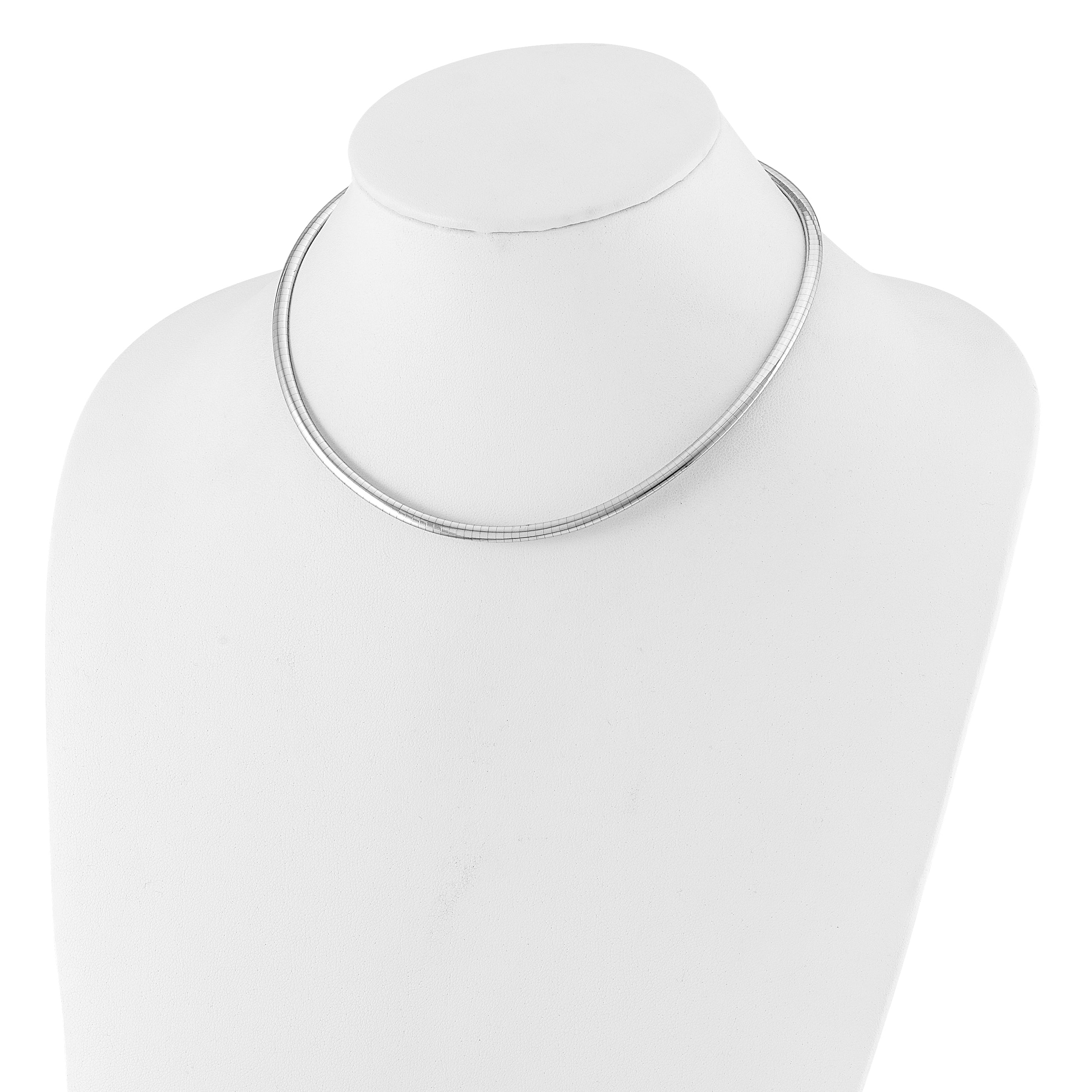 14K White Gold 4mm Domed Omega Necklace Secondary image