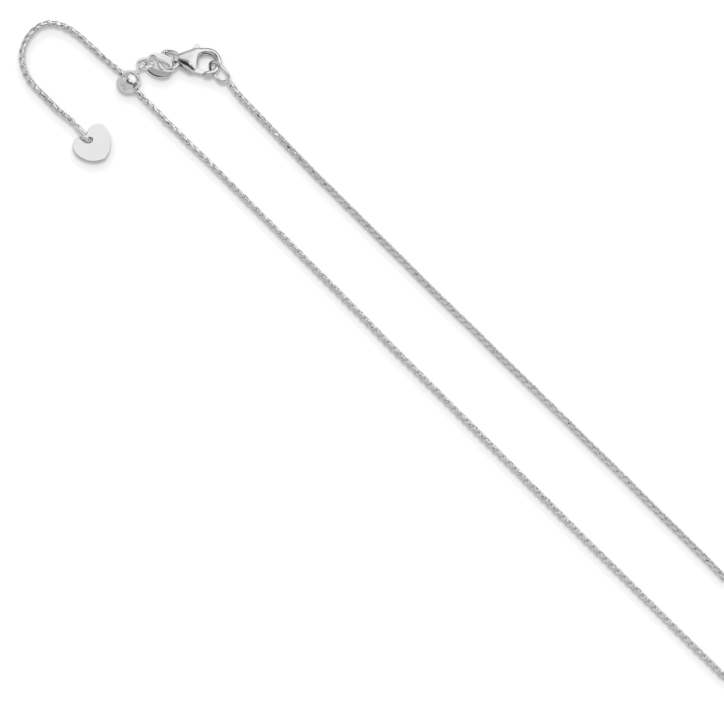14K White Gold Adjustable 1mm D/C Open Franco Chain Secondary image