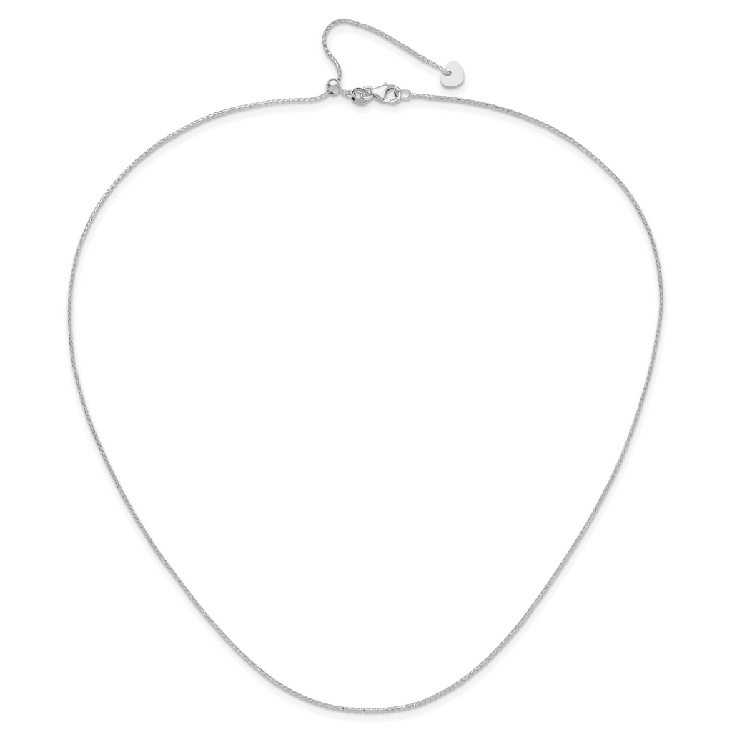 14K White Gold Adjustable 1mm D/C Open Franco Chain