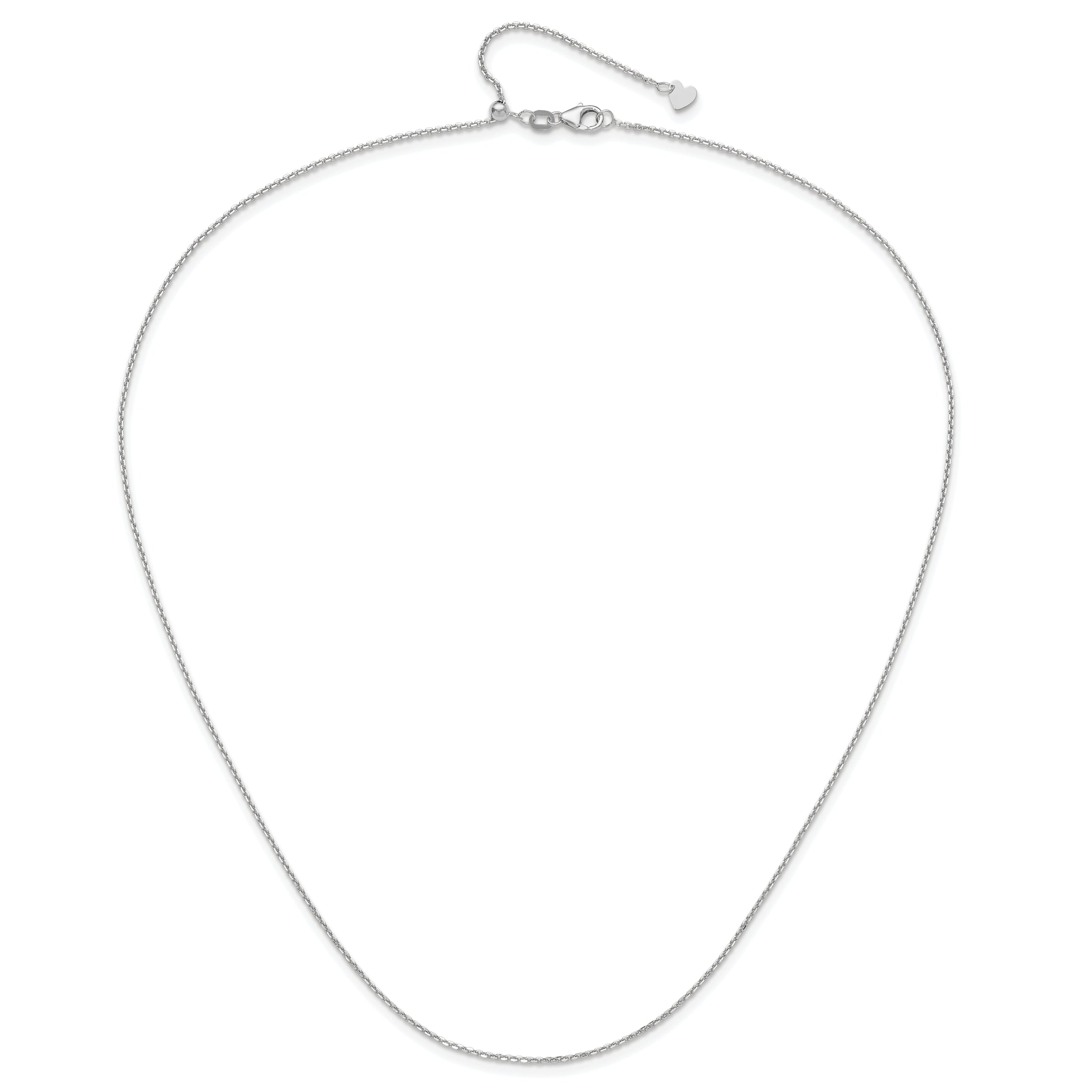 14K White Gold Adjustable  1.25mm D/C Cable Chain