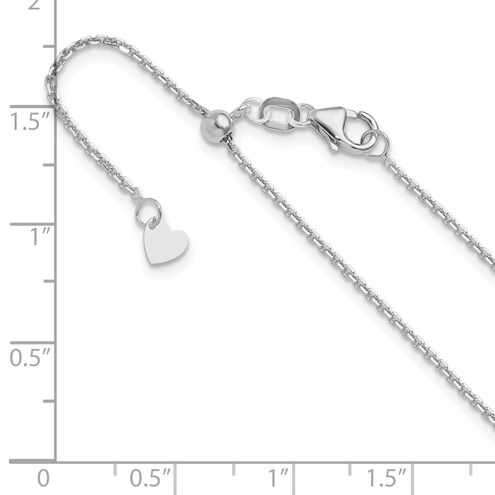 14K White Gold Adjustable  1.25mm D/C Cable Chain