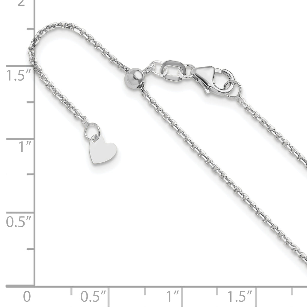 14K White Gold Adjustable  1.25mm D/C Cable Chain