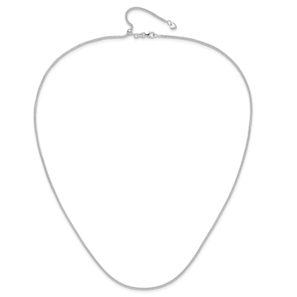 14K White Gold Adjustable 1.5mm Wheat Chain