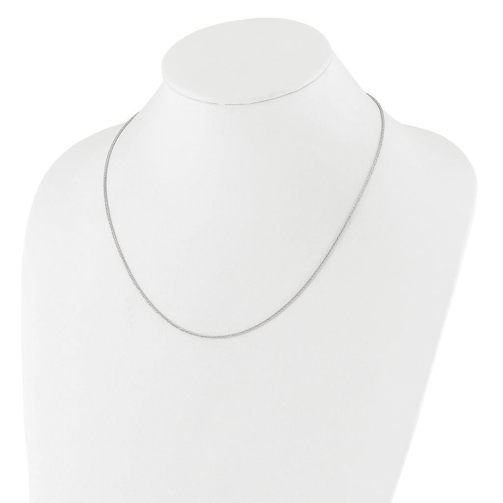 14K White Gold Adjustable 1.3mm D/C Wheat Chain