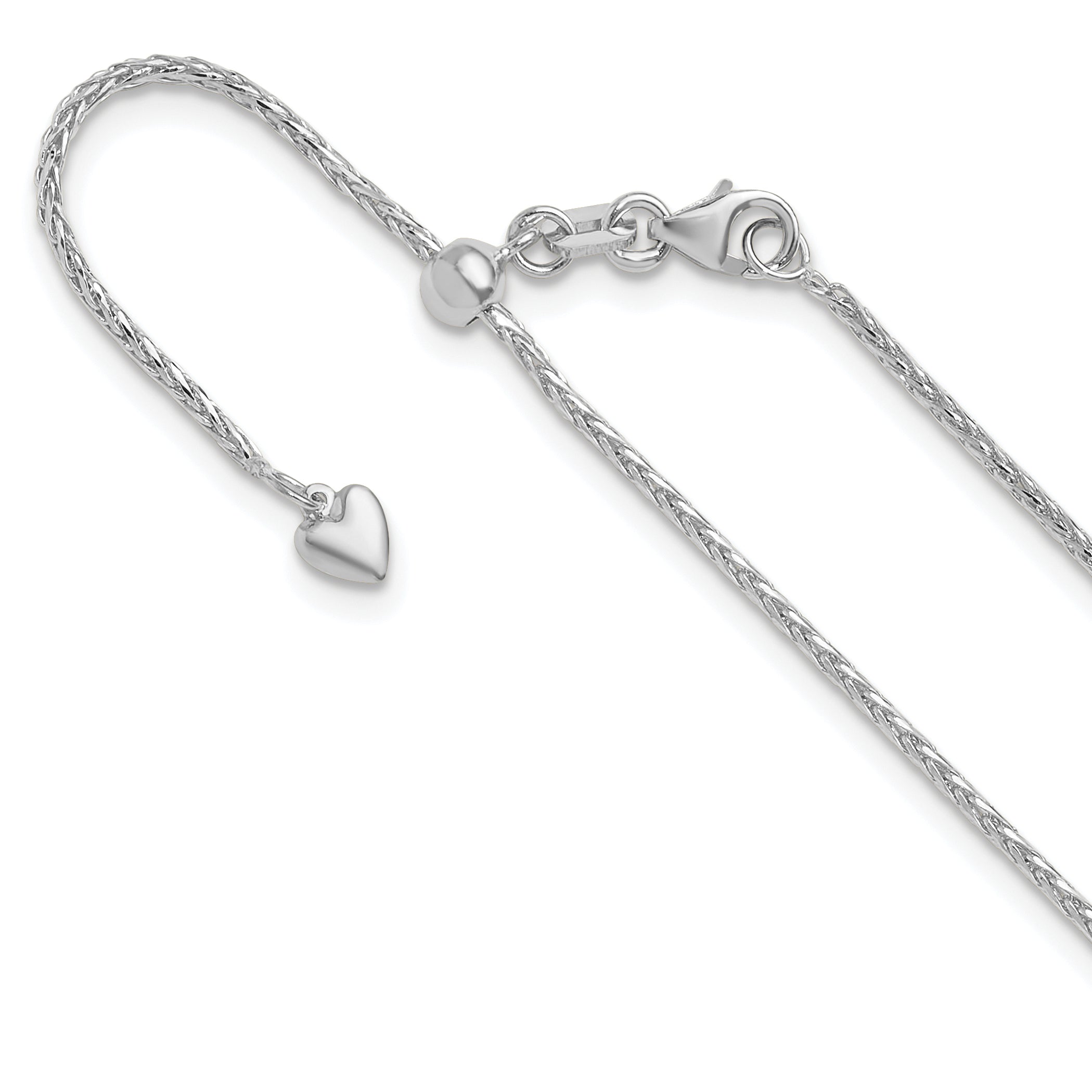 14K White Gold Adjustable 1.3mm D/C Wheat Chain Main image