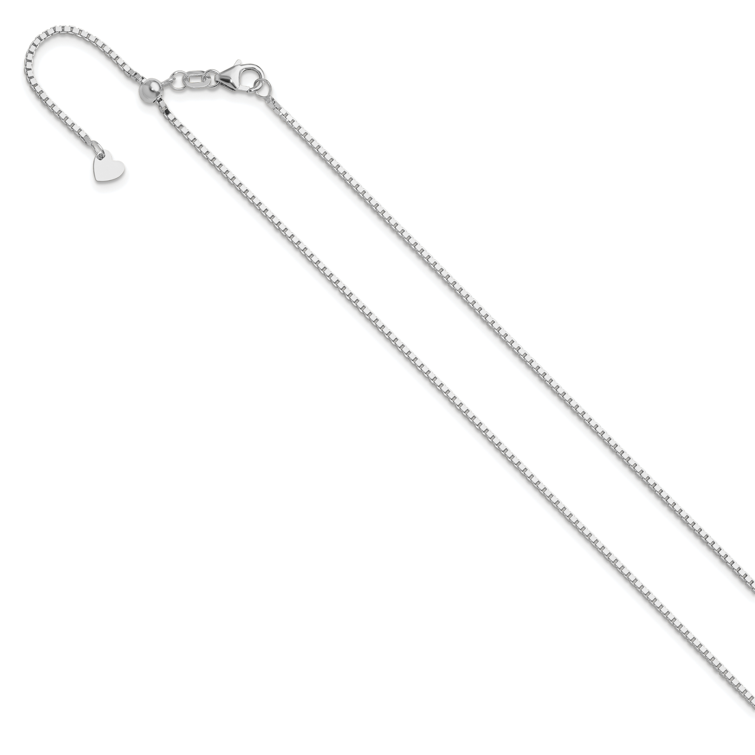 14K White Gold Adjustable 1.2mm Box Chain Secondary image