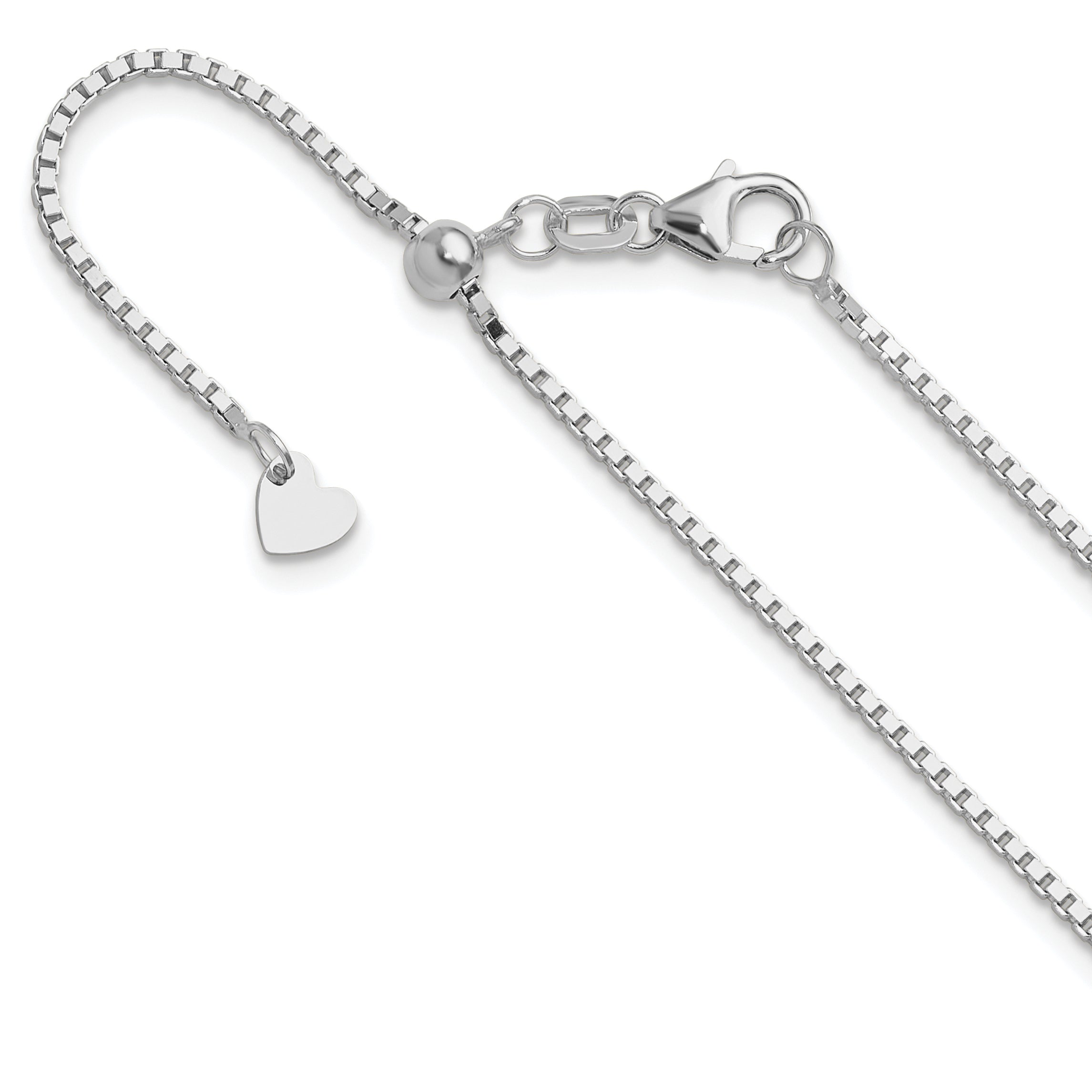 14K White Gold Adjustable 1.2mm Box Chain Main image