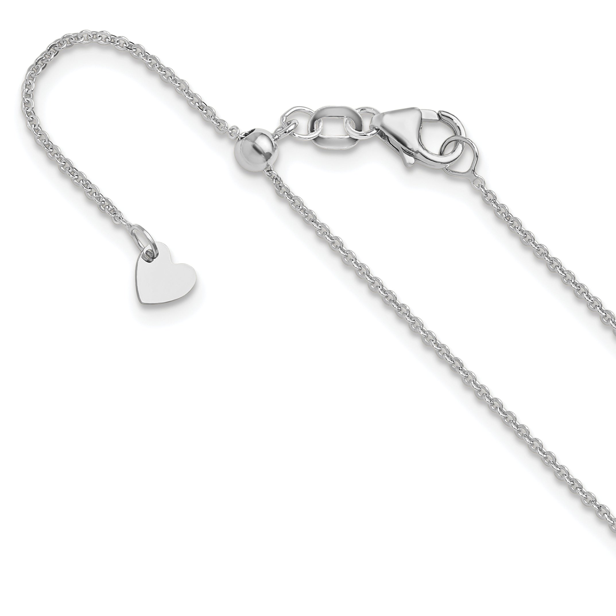14K White Gold Adjustable 1.25mm Flat Cable Chain Main image