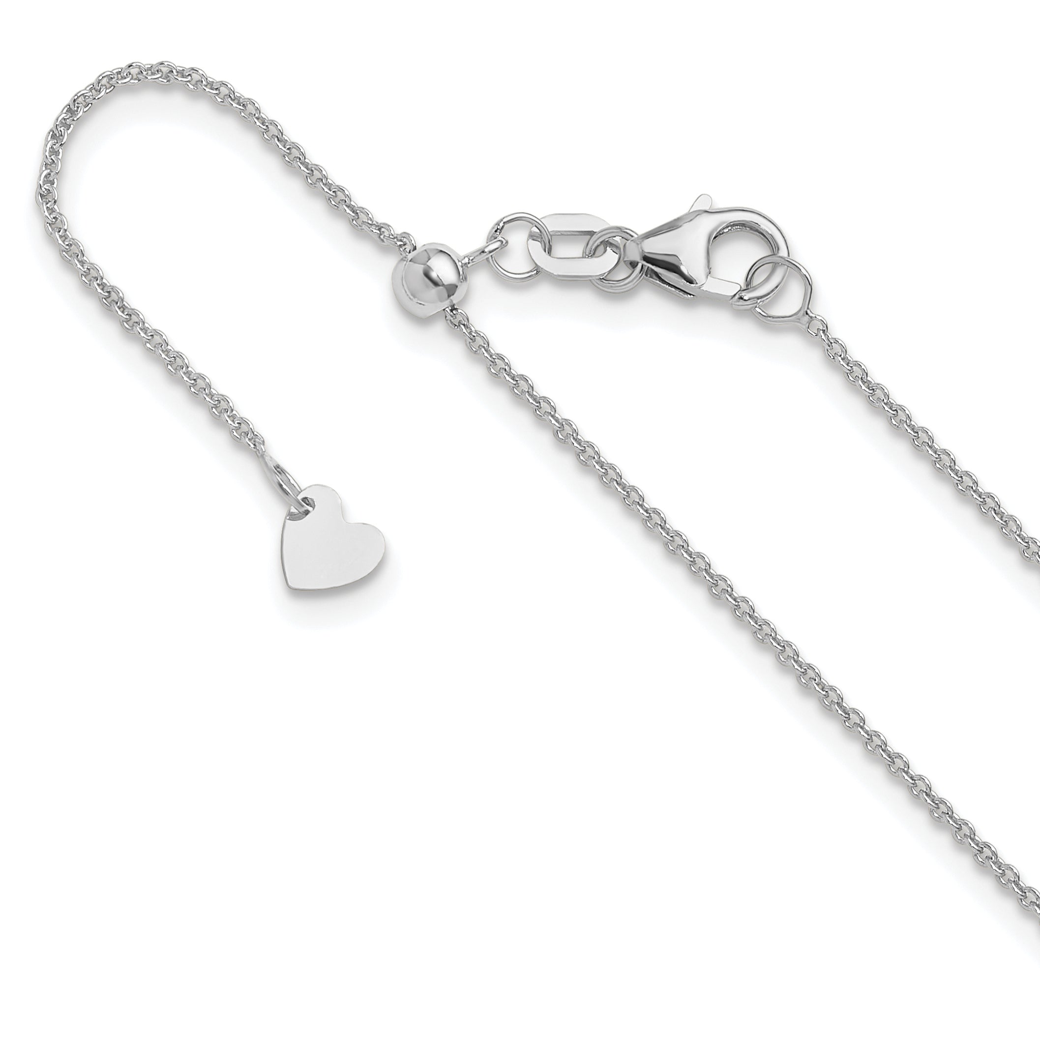 14K White Gold Adjustable 1.1mm Round Cable Chain Main image