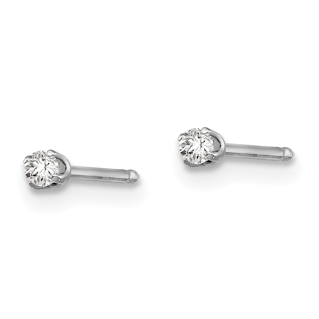 Inverness 14k White Gold 2mm CZ Post Earrings Secondary image