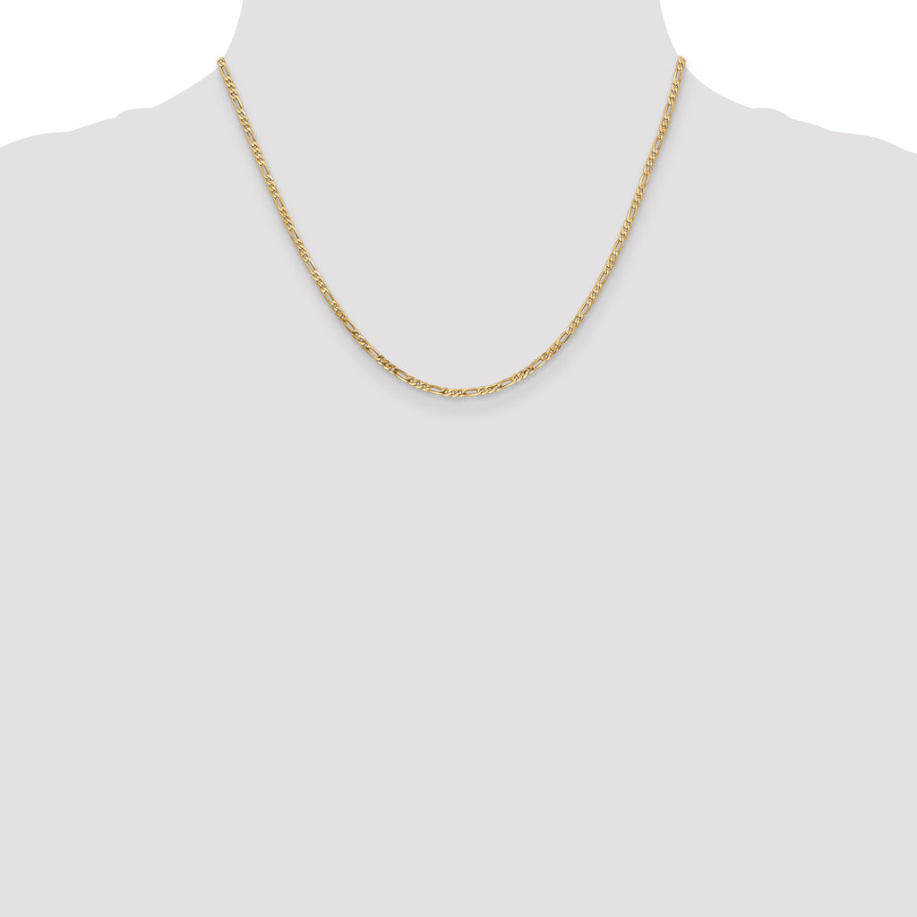 14K 2.25mm Flat Figaro Chain