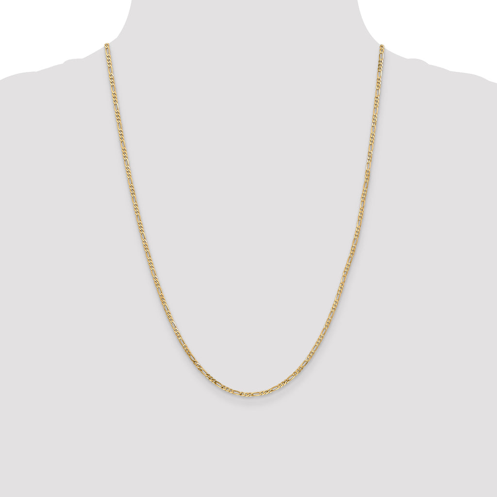 14K 2.25mm Flat Figaro Chain