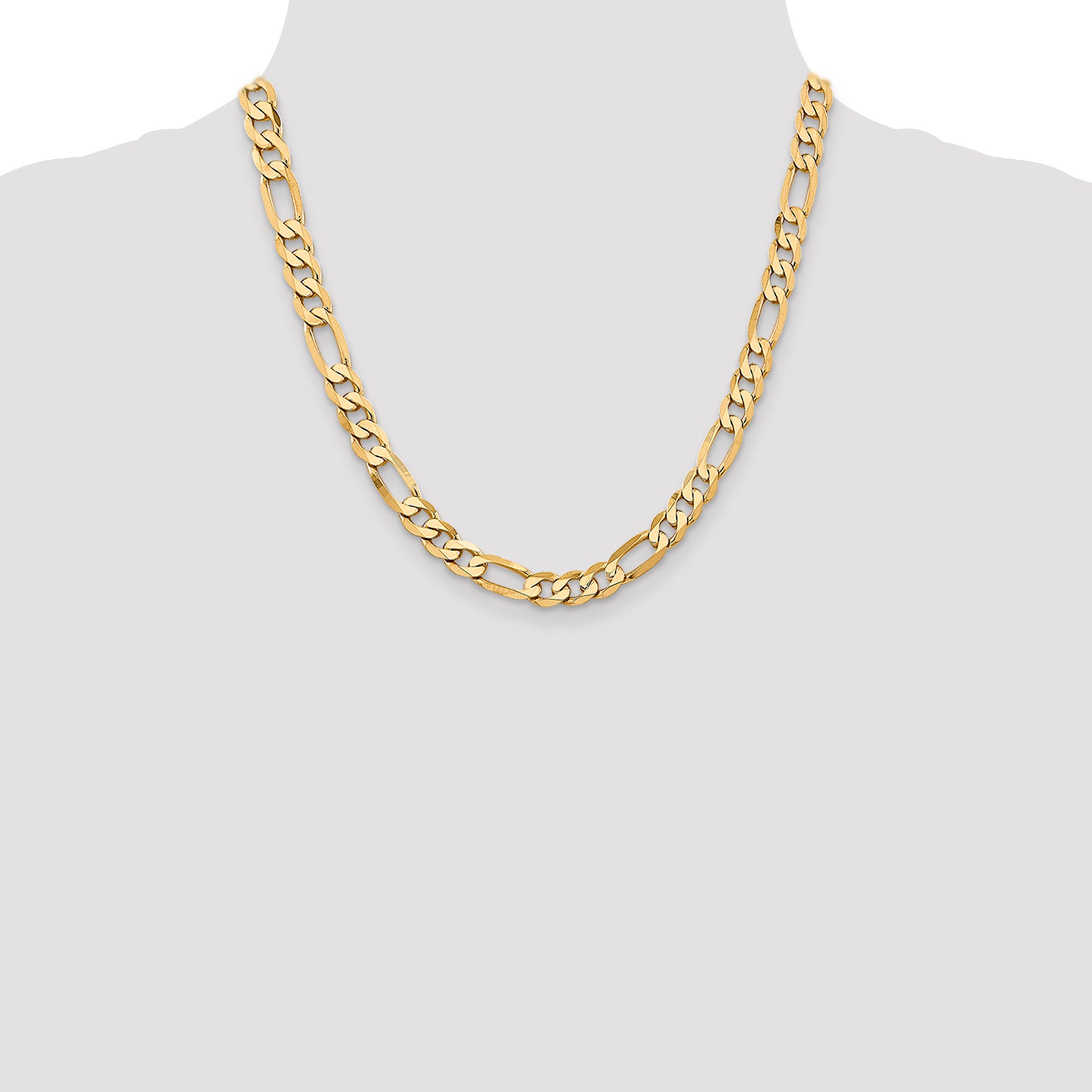 14K 7.5mm Flat Figaro Chain