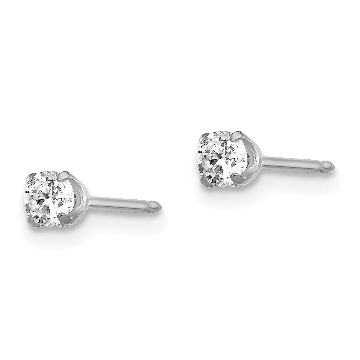 Inverness 14k White Gold 3mm CZ Stud Short Post Piercing Earrings