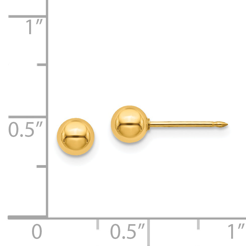 Inverness Stainless Steel 24K Gold-plated 5mm Ball Post Earrings