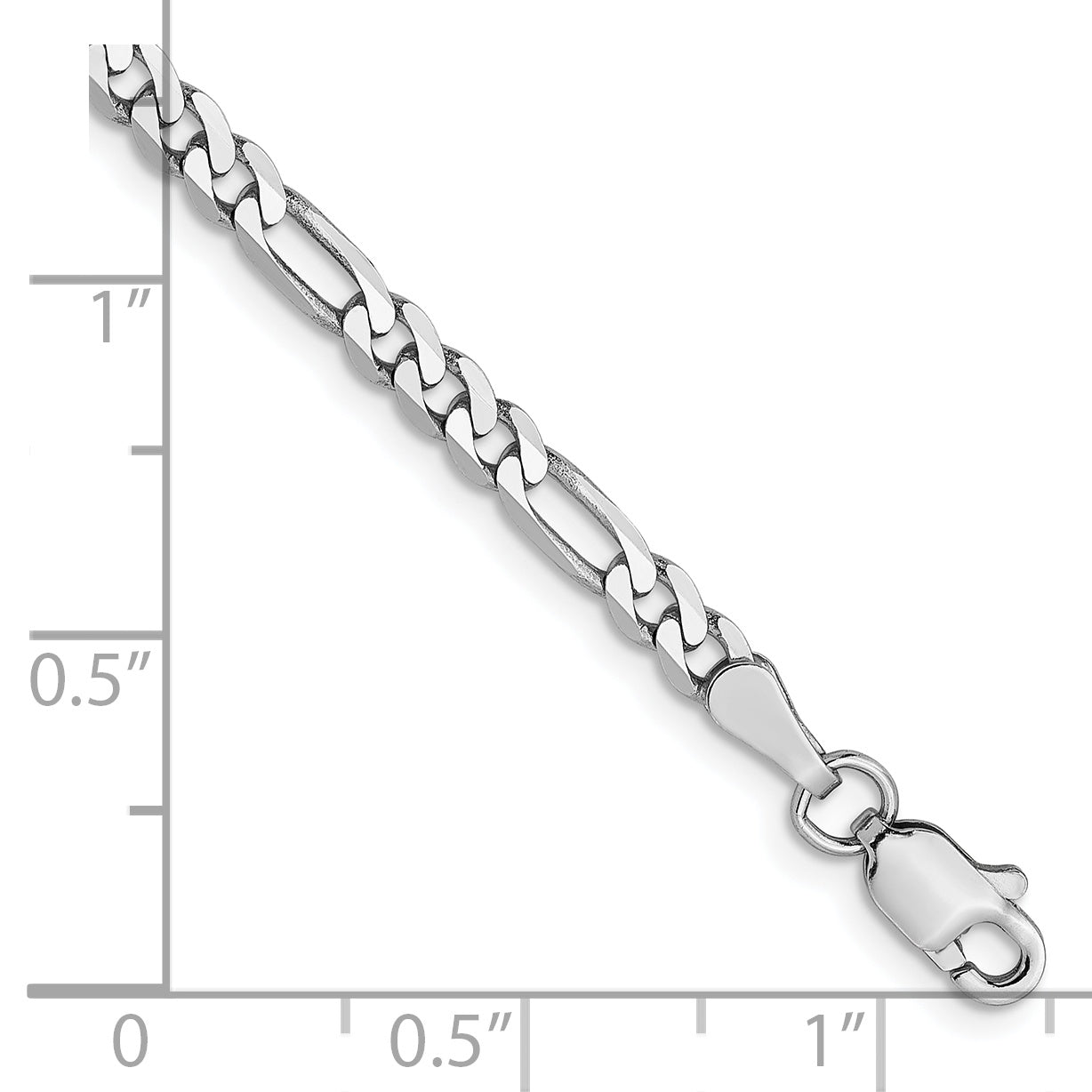 14K White Gold 3mm Flat Figaro Chain Secondary image