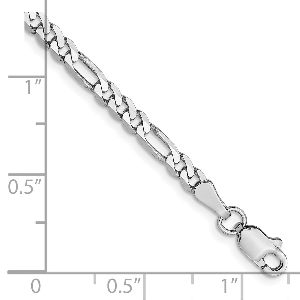 14K White Gold 3mm Flat Figaro Chain
