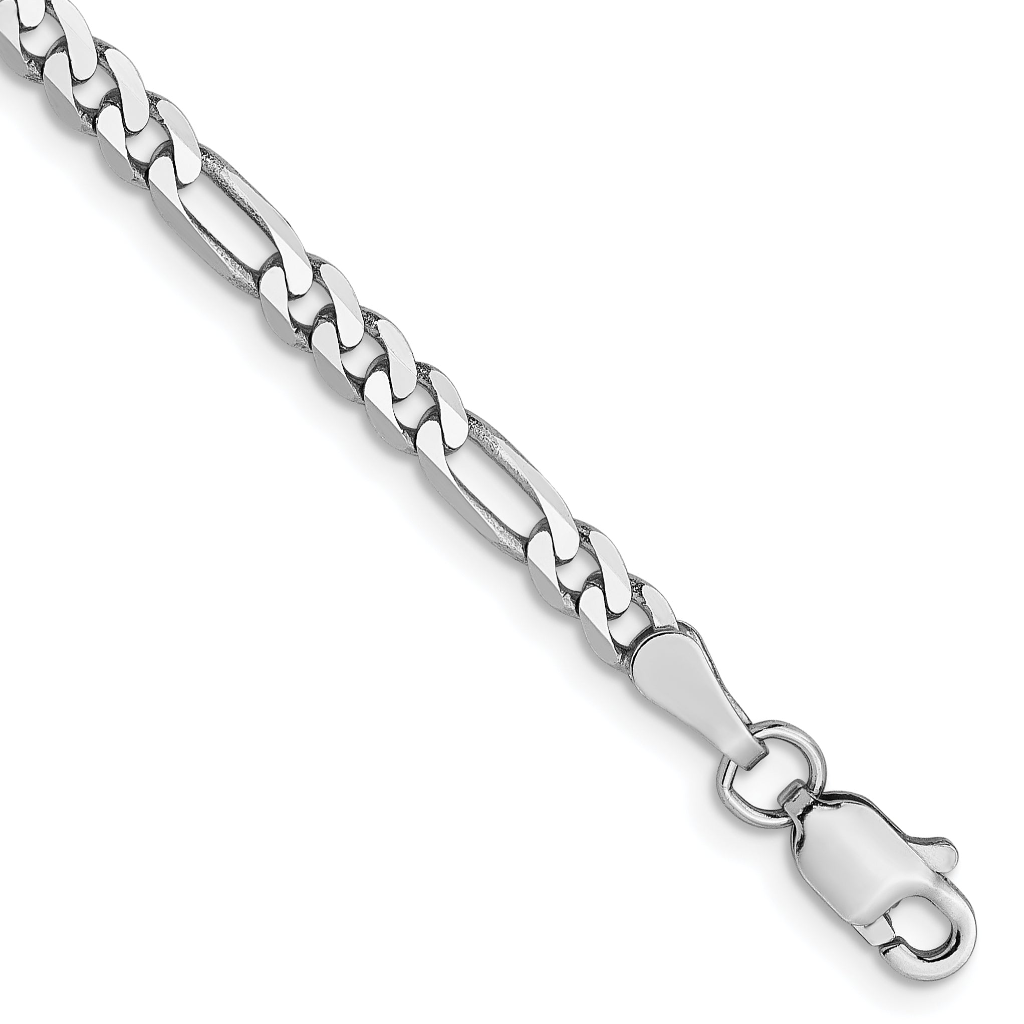 14K White Gold 3mm Flat Figaro Chain Main image