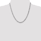 14K 4mm White Gold Flat Figaro Chain  Lobster Clasp
