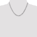 14K White Gold 5mm Flat Figaro Chain