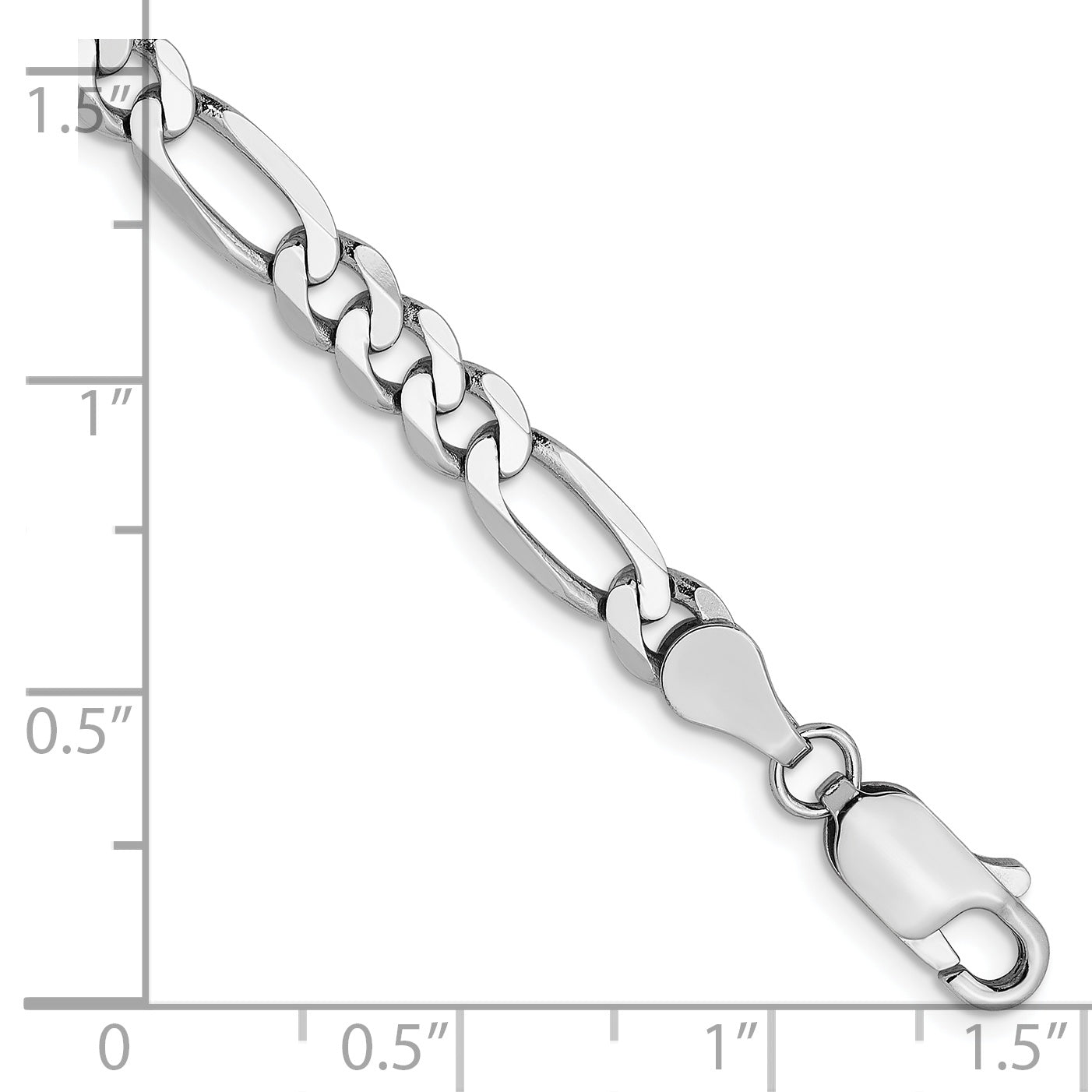 14K White Gold 5mm Flat Figaro Chain Secondary image