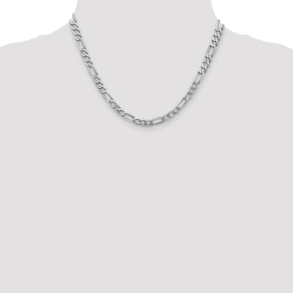 14 Karat White Gold 5.5mm Flat Figaro Chain - View 4
