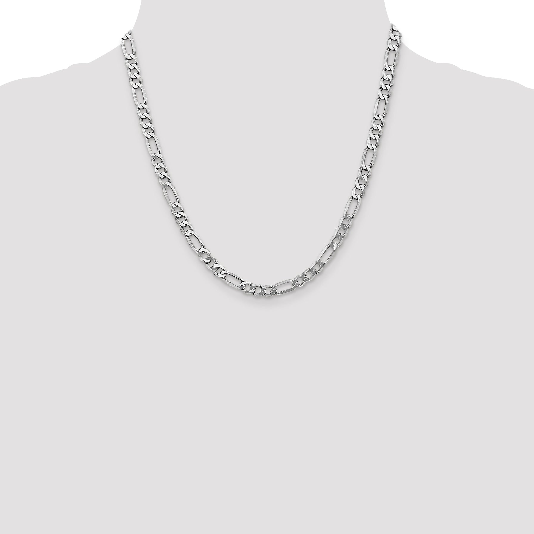 14K White Gold 5.5mm Flat Figaro Chain